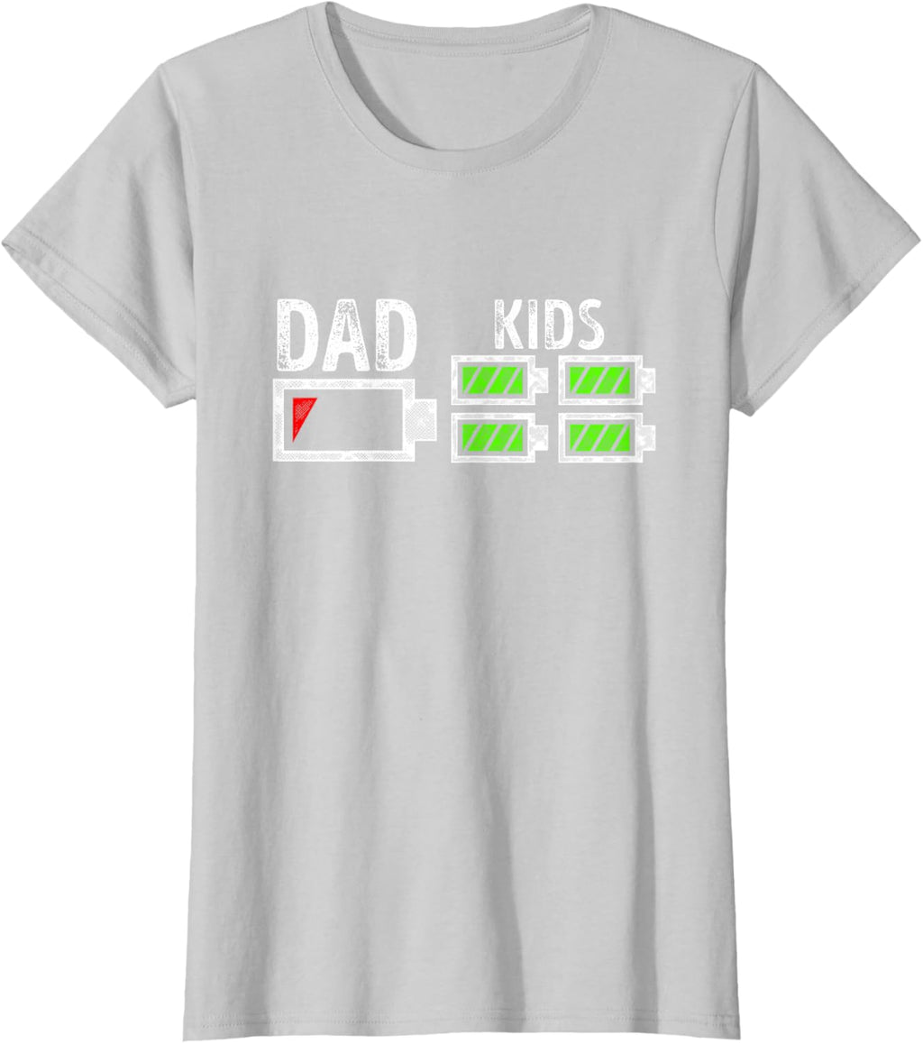 Dad of Four Low Battery Funny Father of 4 Kids Dad